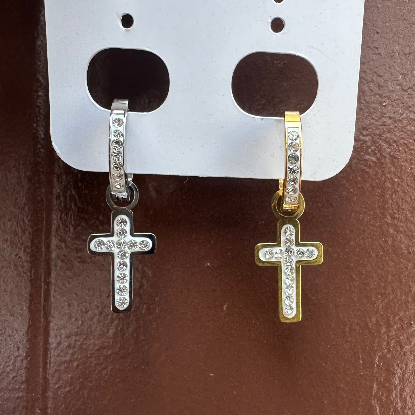 Mono-orecchini Croce strass