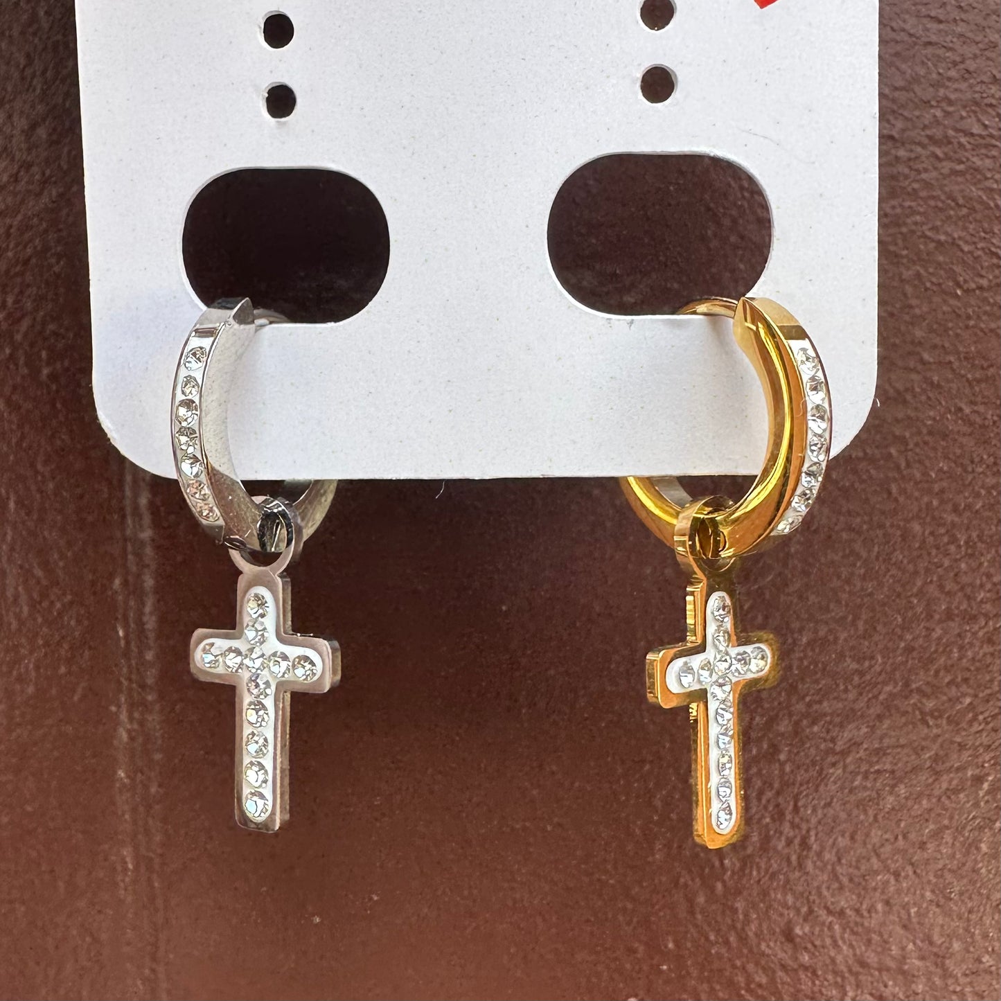 Mono-orecchini Croce strass