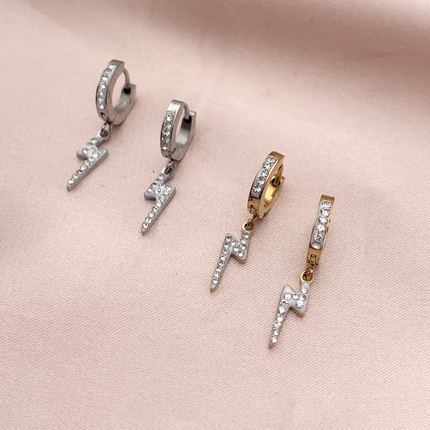 Mono-orecchini Fulmine strass