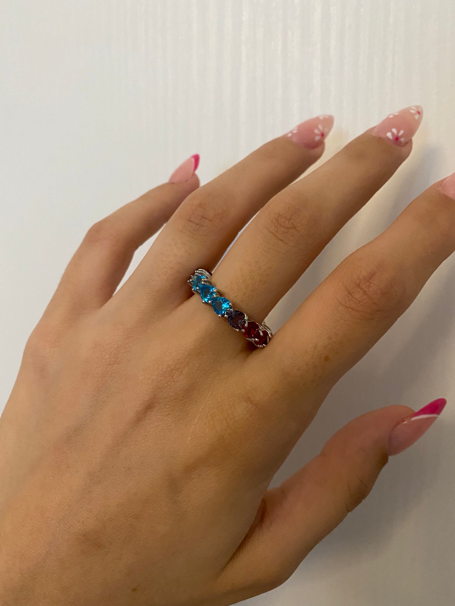 Anello veretta Rainbow cuoricini