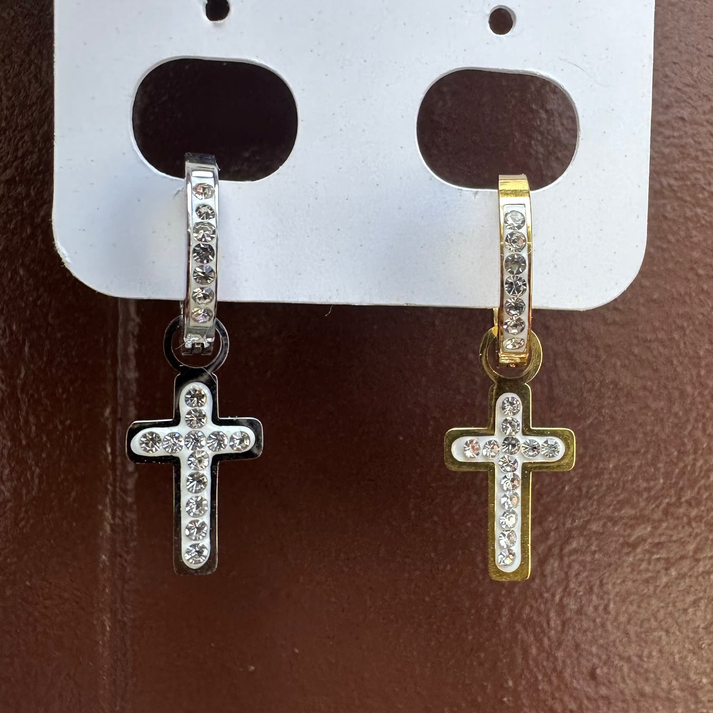 Mono-orecchini Croce strass