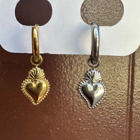 Mono-orecchini Cuore sacro mini