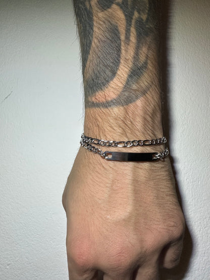 Bracciale Figaro Piastrina