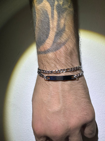 Bracciale Figaro Piastrina